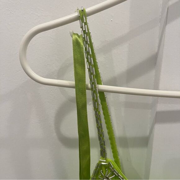 NWT Mac Duggal 10983 Neon Green Beaded Sleeveless Slip Mini Dress 8 - Picture 6 of 10
